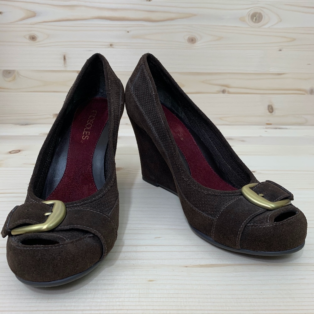 Aerosoles "Rekindle" Brown Suede Wedge Heels